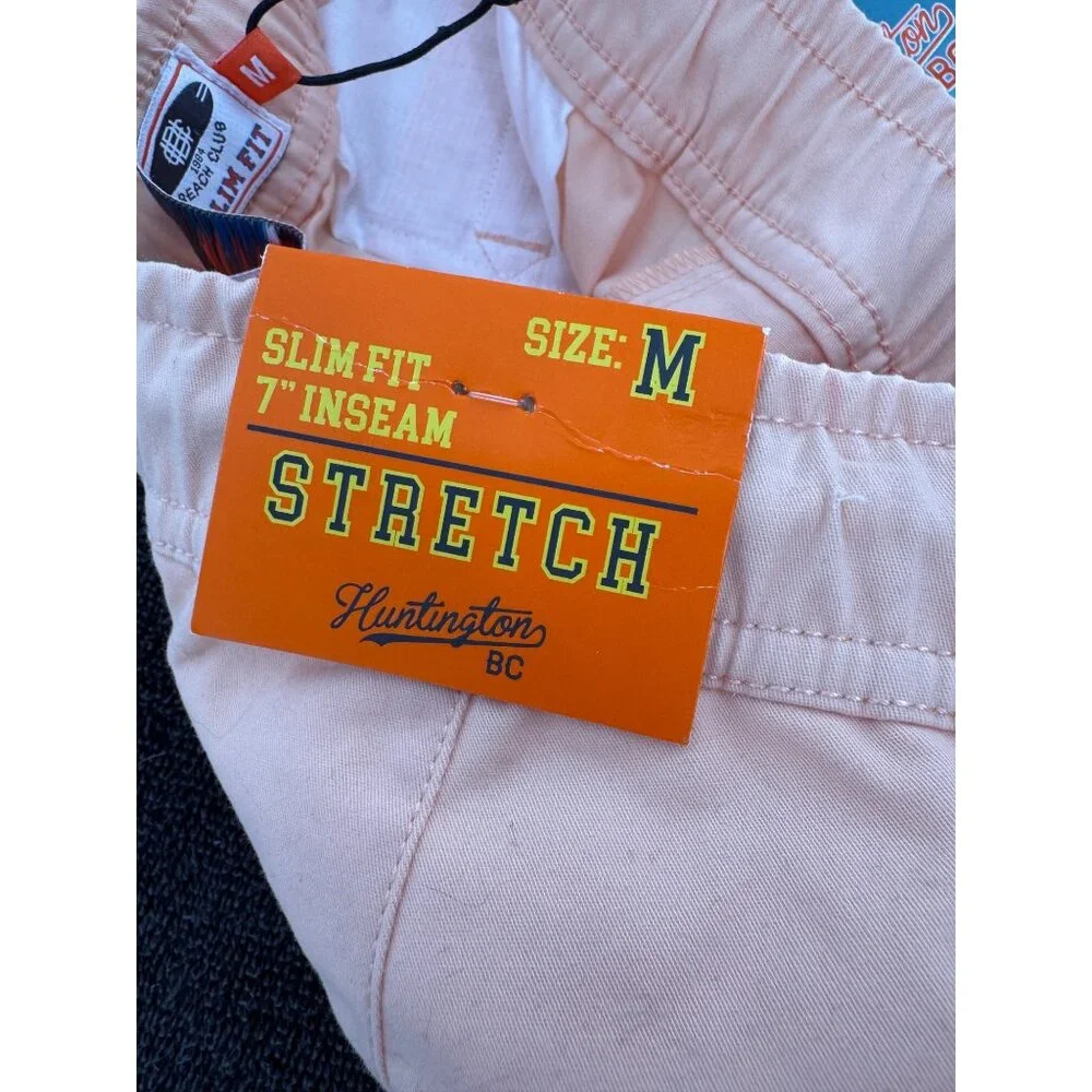 Huntington Mens Lightweight Peach Stretch Slim Fit Casual Shorts NWT